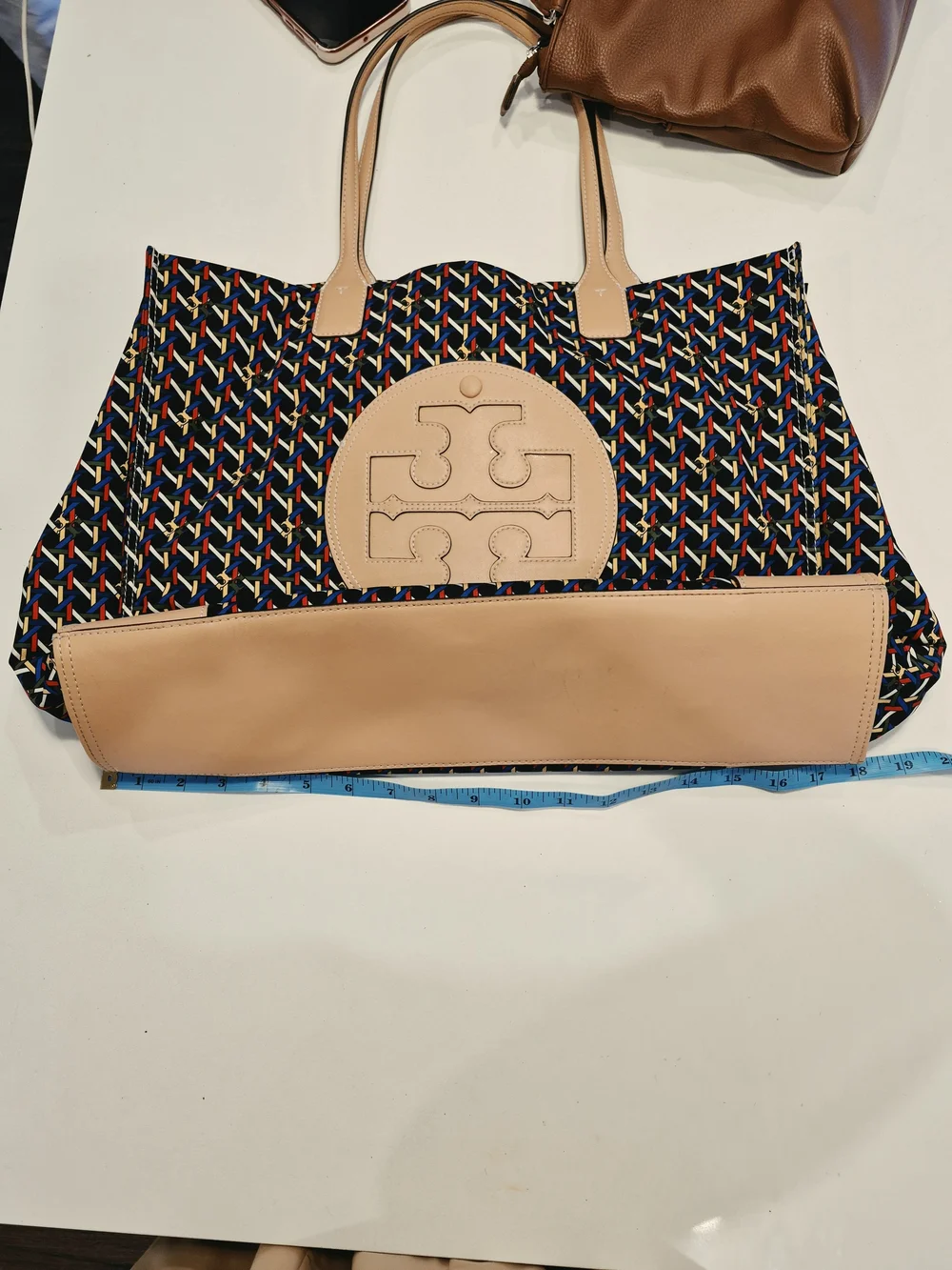Tory Burch Beige-Trim Multicolor Woven Tote
